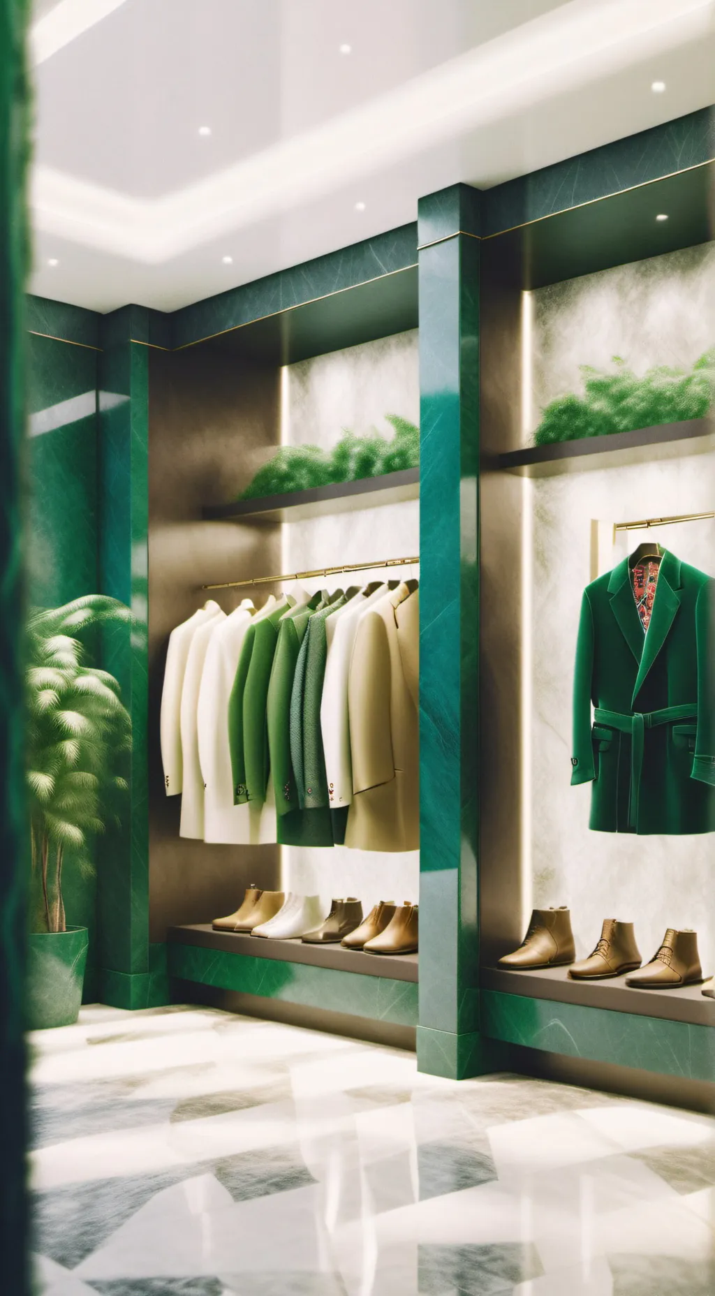ai character: Gucci store background