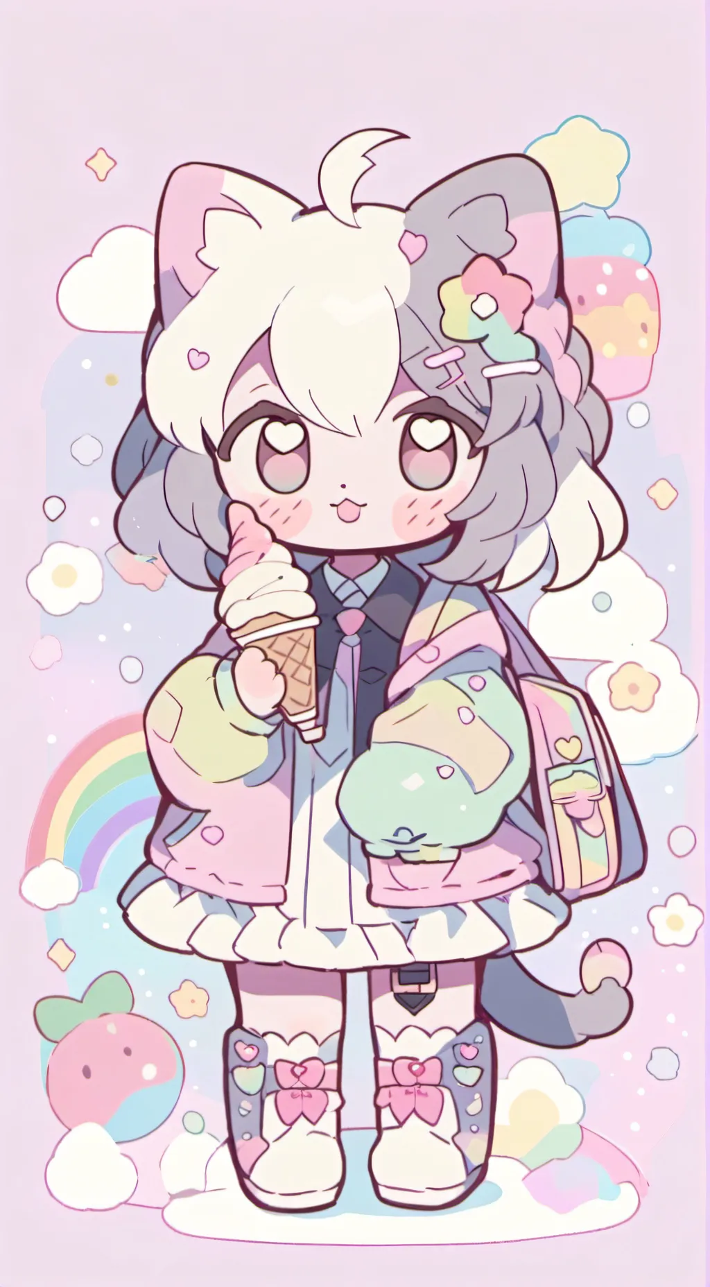ai character: ☆Kawaii cat background