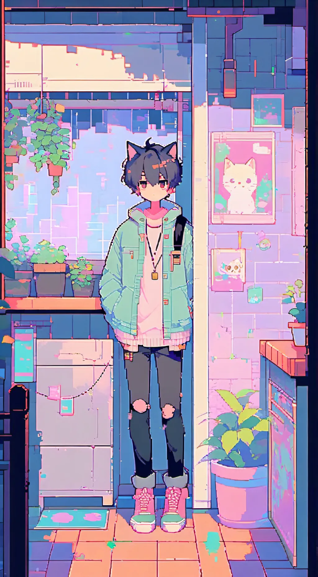 ai character: Muichiro is a cat background