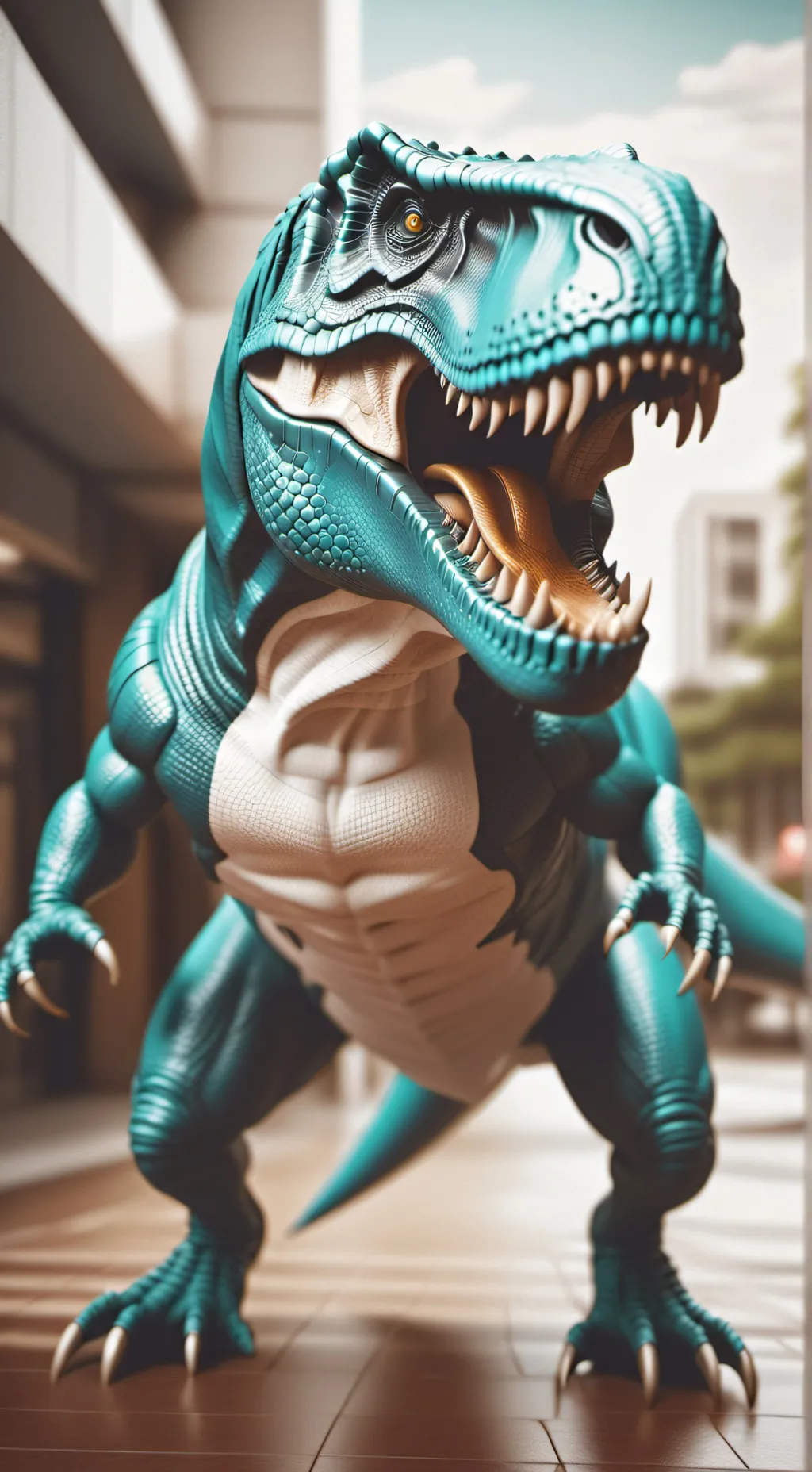 ai character: Cyan background