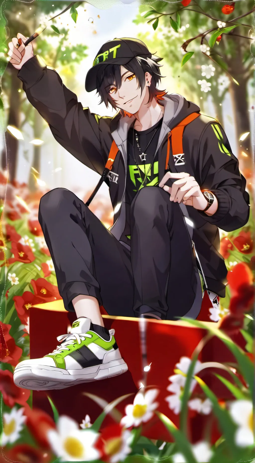 ai character: Green background