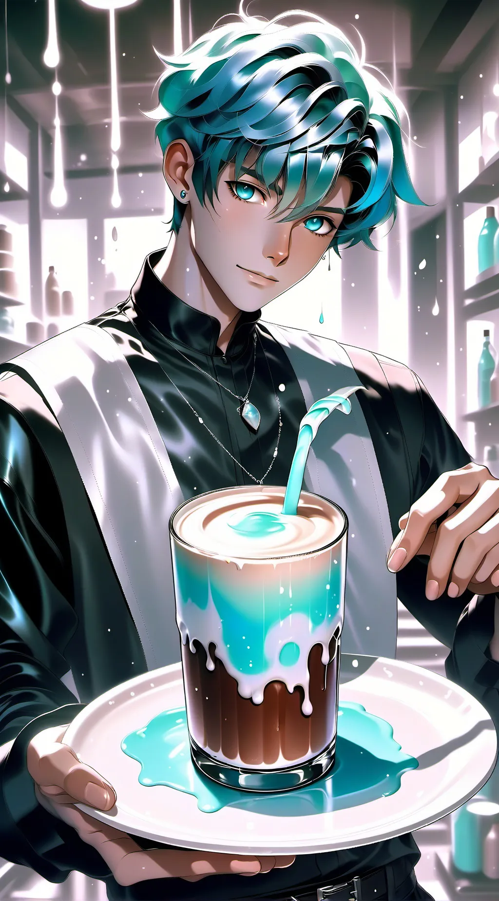 ai character: Choco milk god background