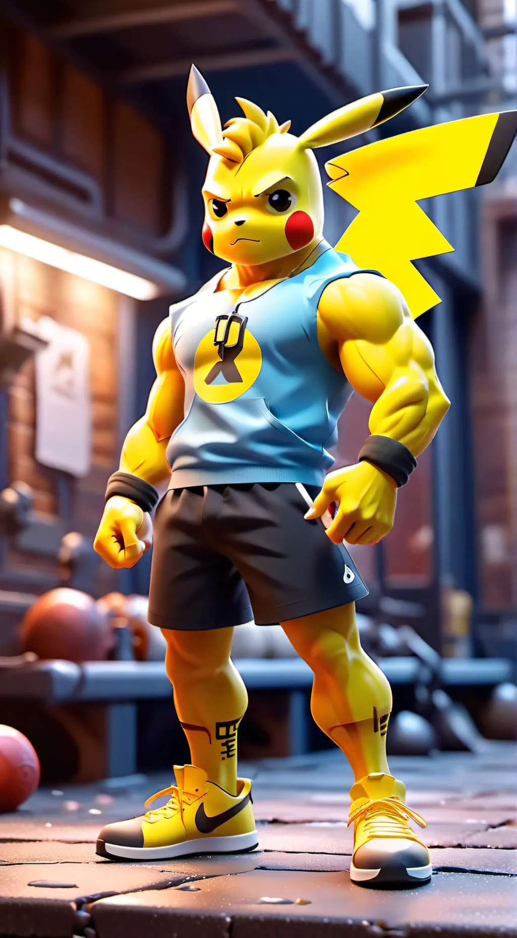 ai character: Pikachu Red. background
