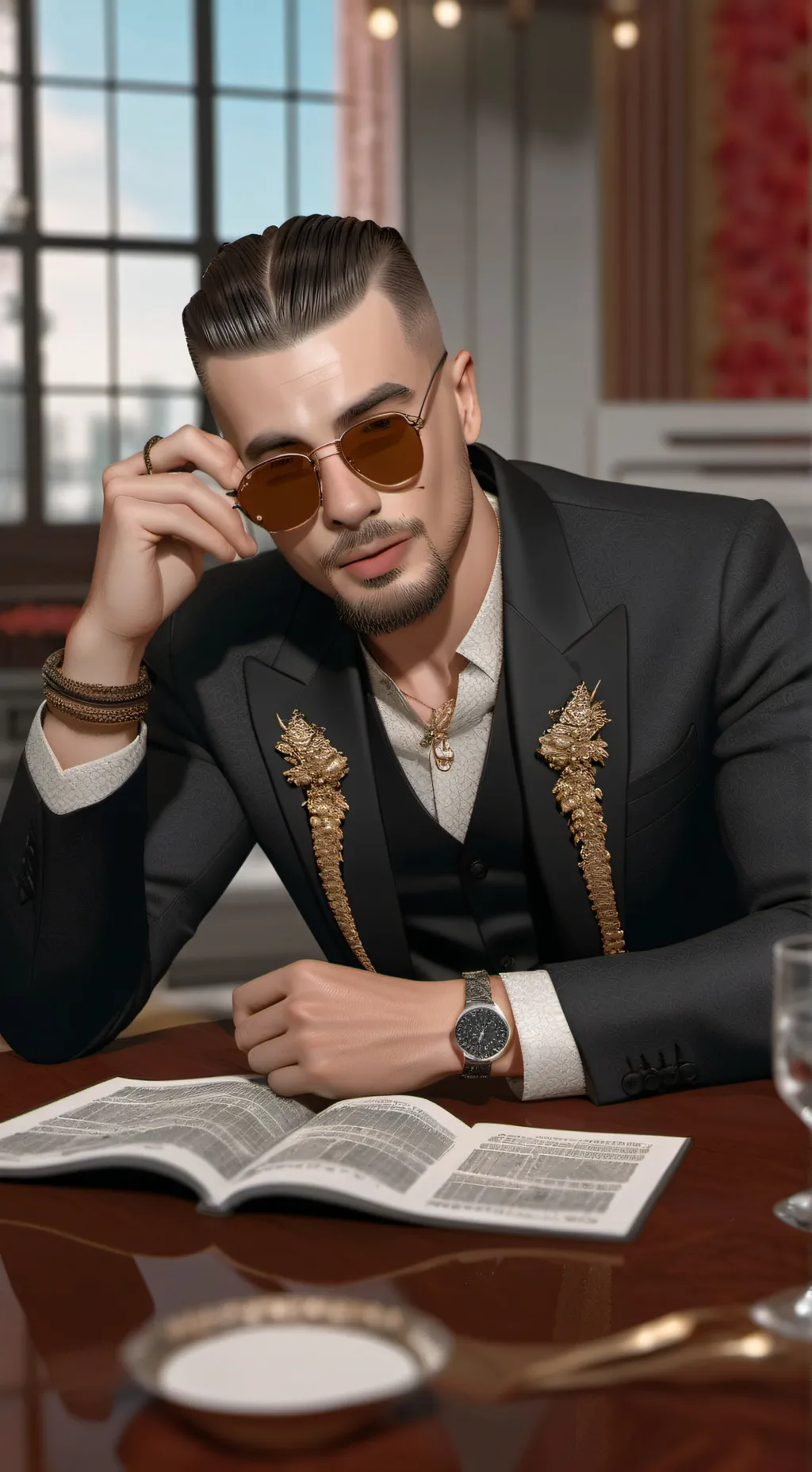 ai character: Bad Bunny J Balvin background