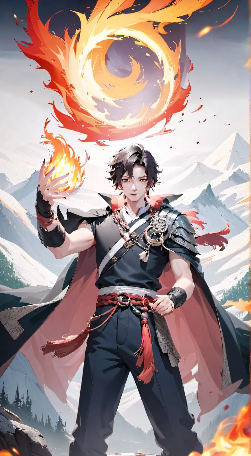 ai character: God of fire background