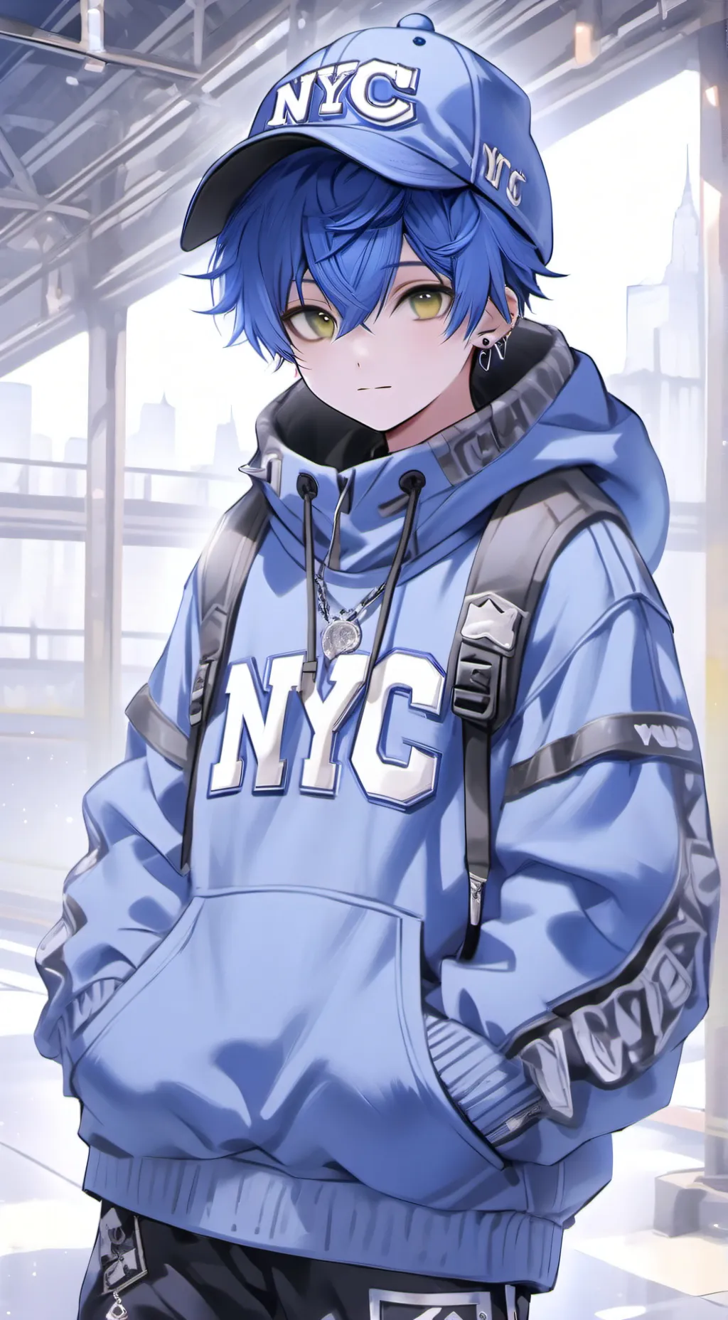 ai character: Blue background