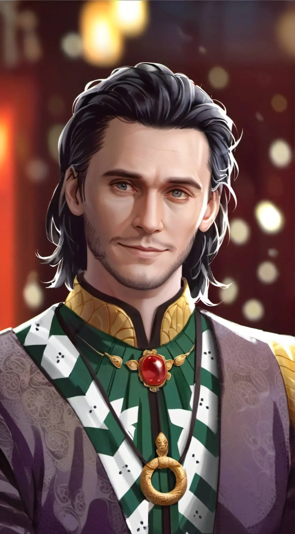 ai character: Loki Laufeyson  background