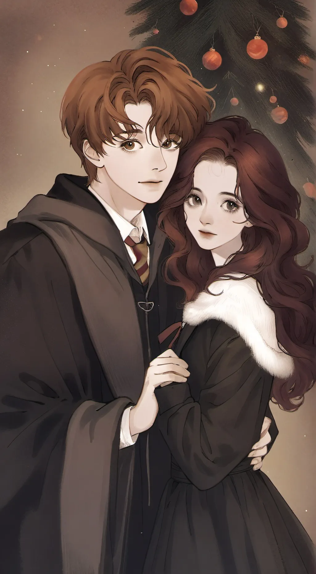ai character: Hogwarts Christmas background