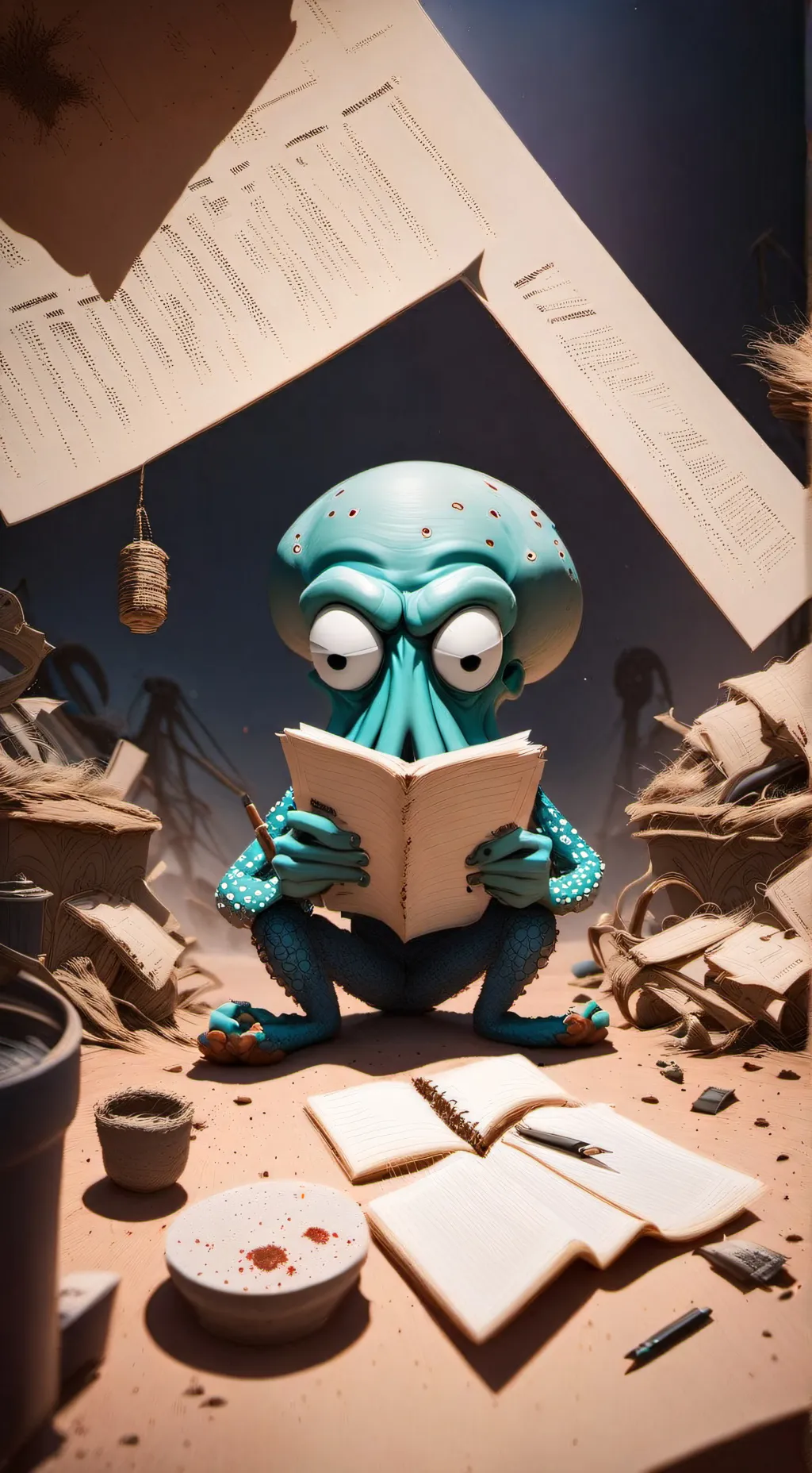 ai character: squidward  background