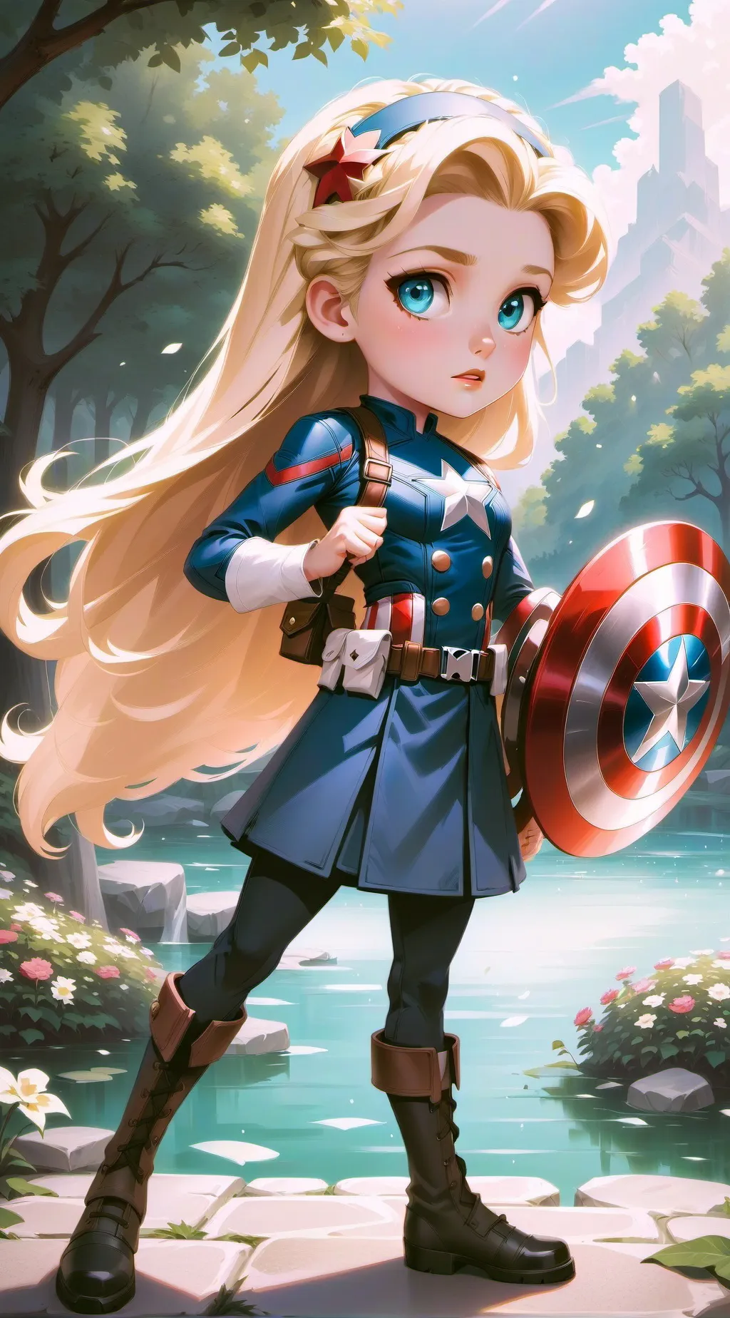 ai character: Cap’s daughter  background