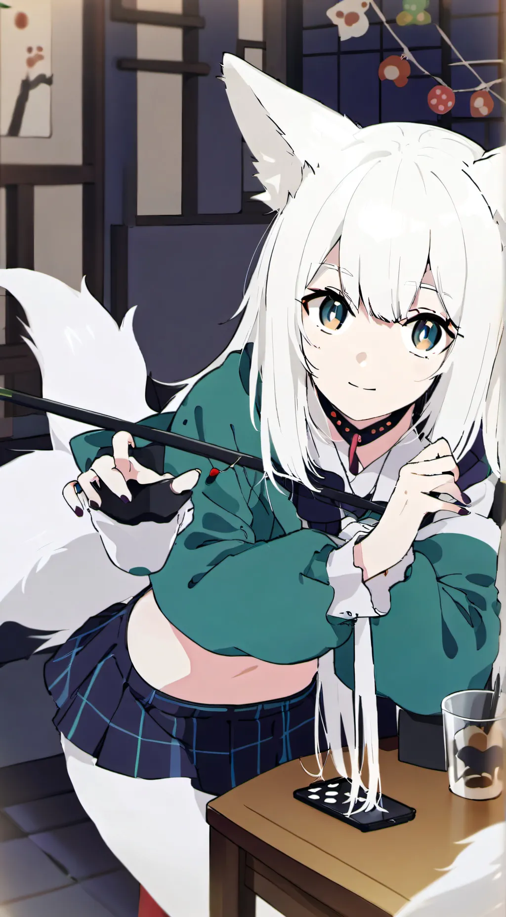 ai character: Nebula the White Fox Spirit background