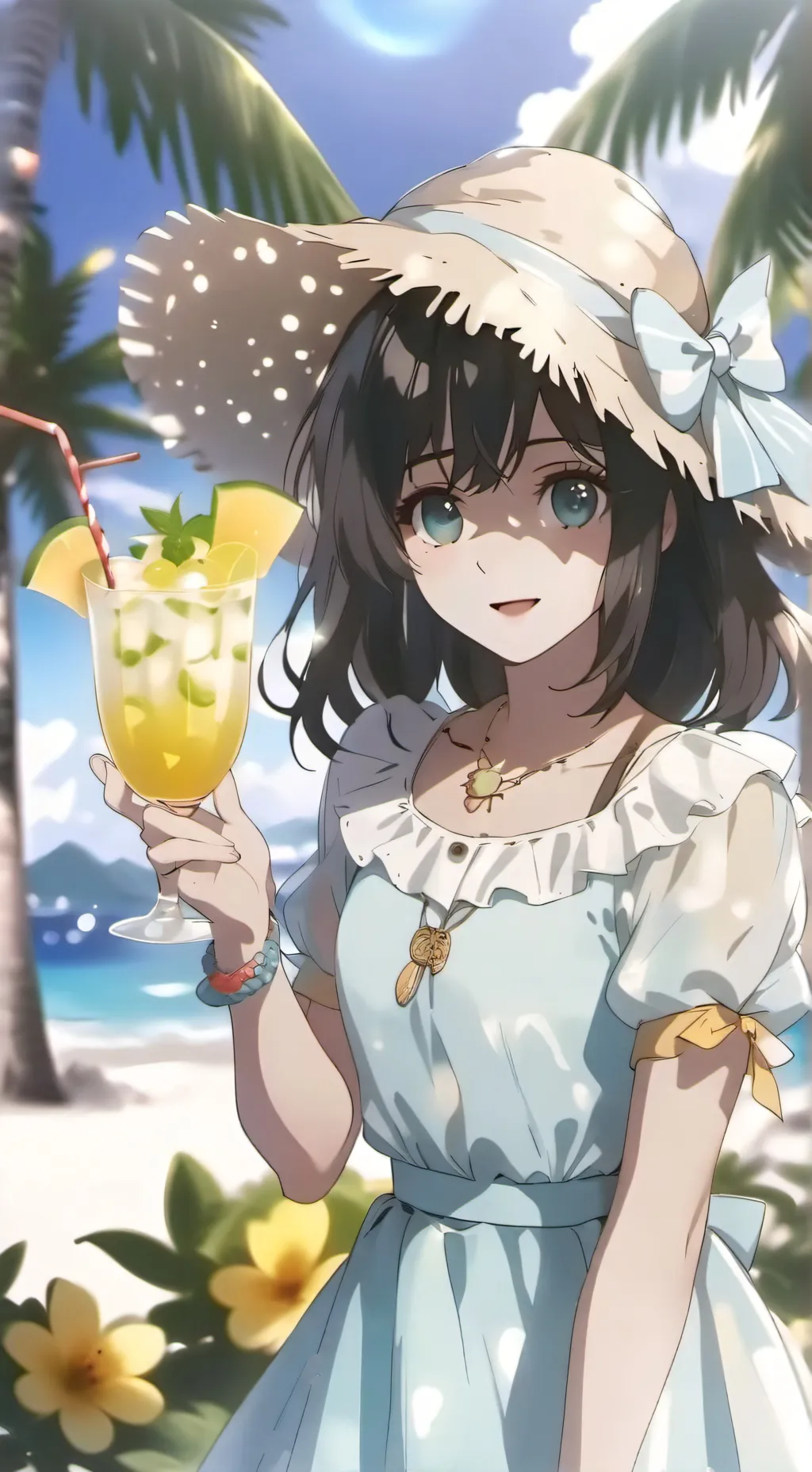 ai character: 🍉Mha en la playa🍉 background