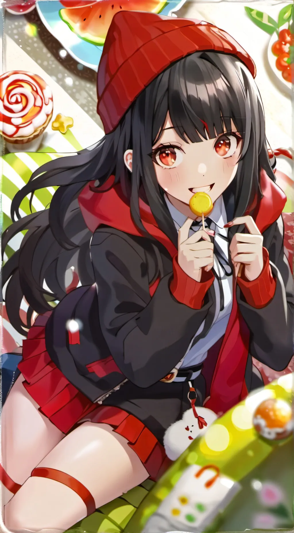 ai character: Emily Red background
