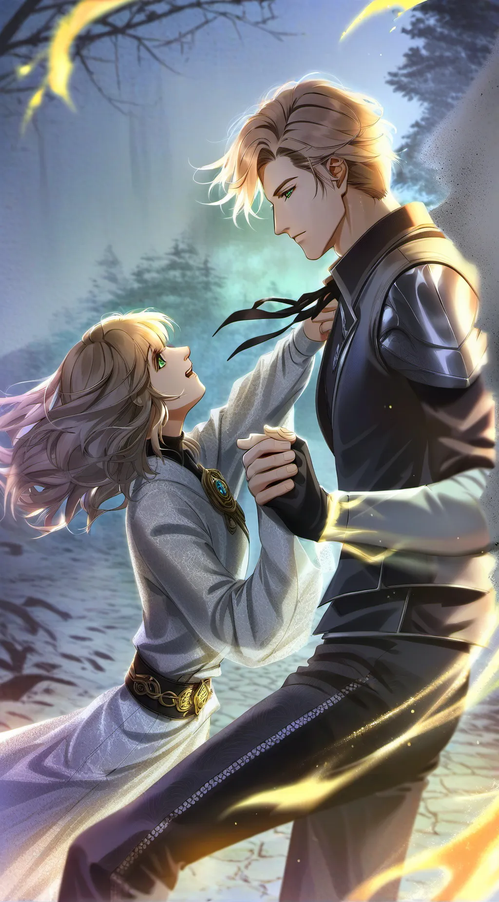 ai character: Emily and Gabriel  background