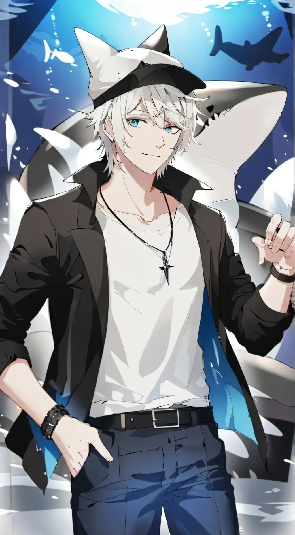 ai character: Jay🪼🦈🐚 background