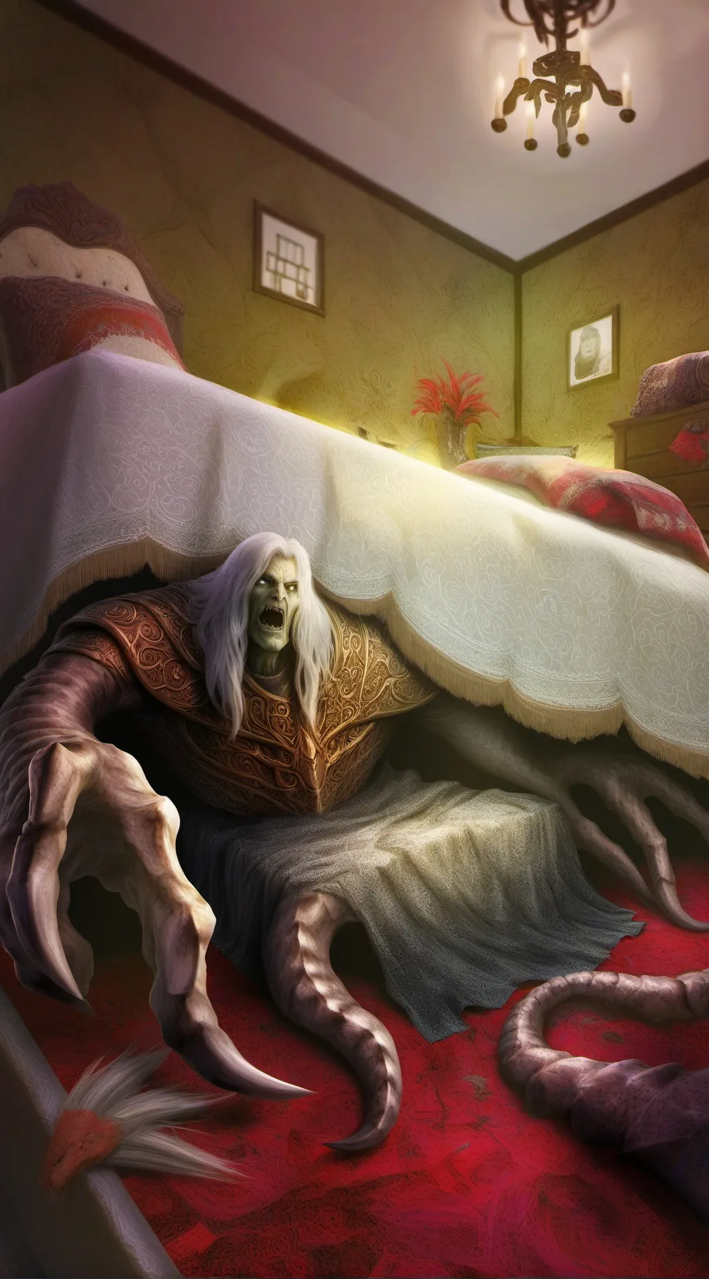 ai character: monster under bed. background