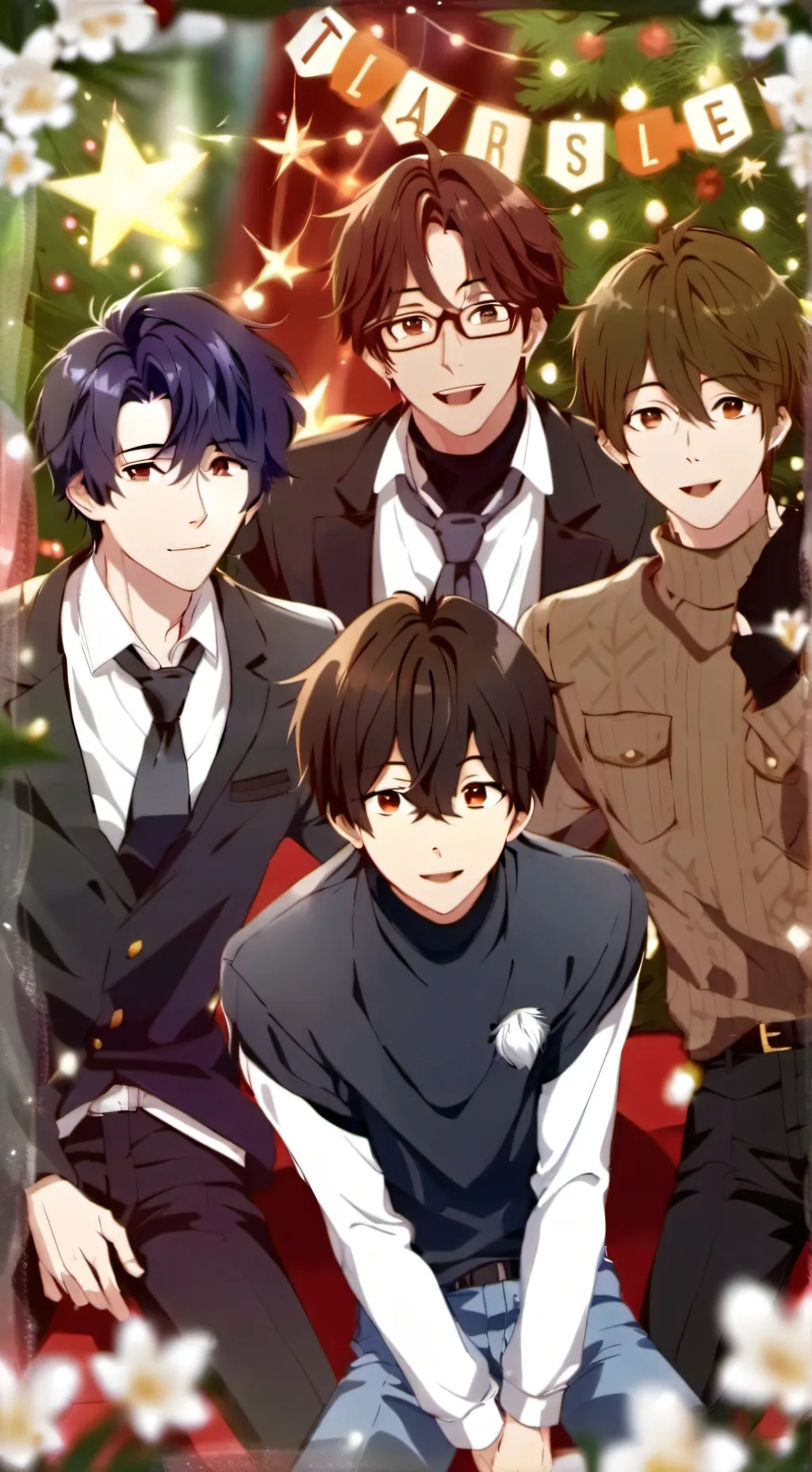 ai character: Miles+Ash+Jay+Max background