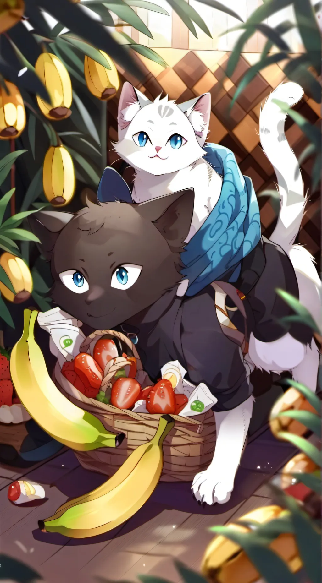 ai character: banana fan cat background