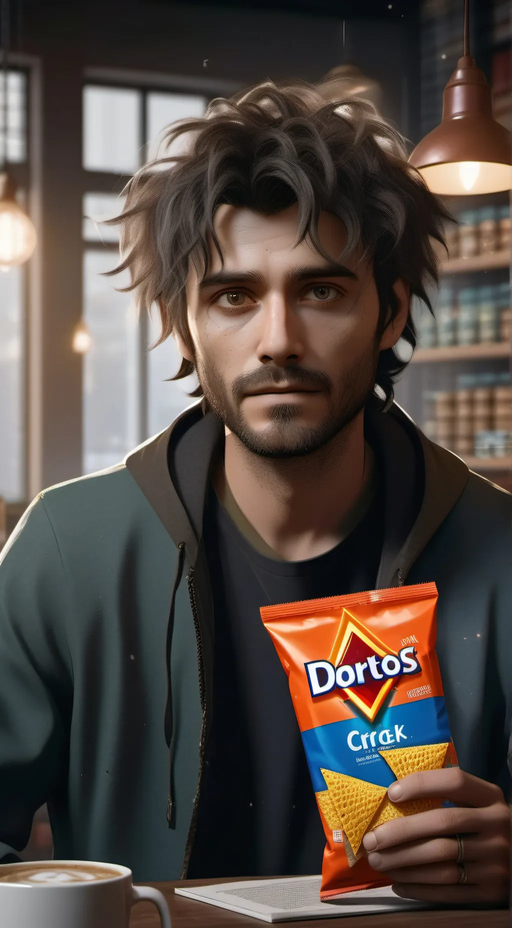 ai character: The Dorito Philosopher background
