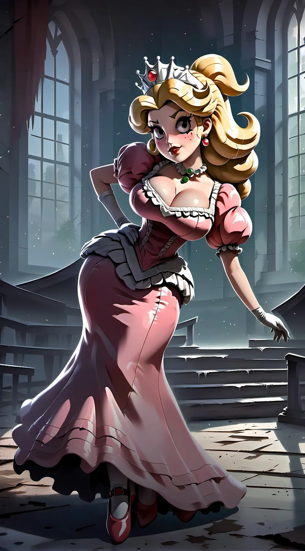 ai character: super horror Peach background
