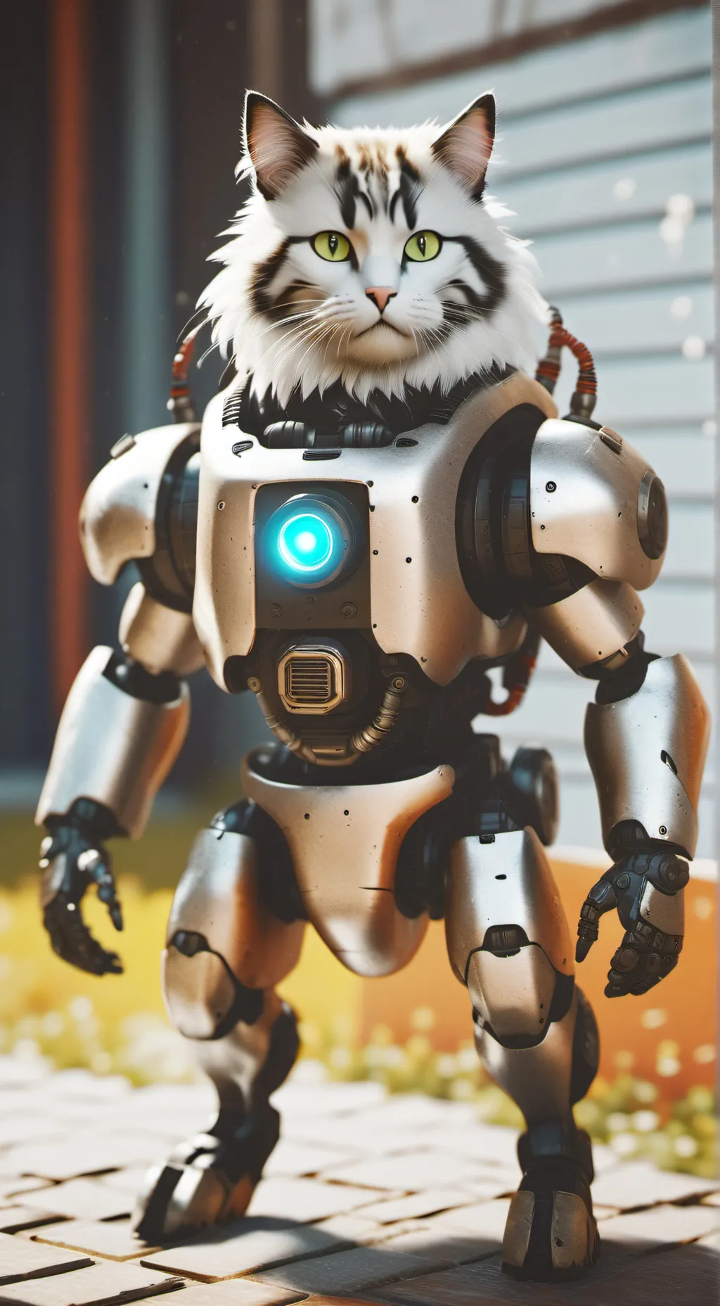 ai character: mecha cat background