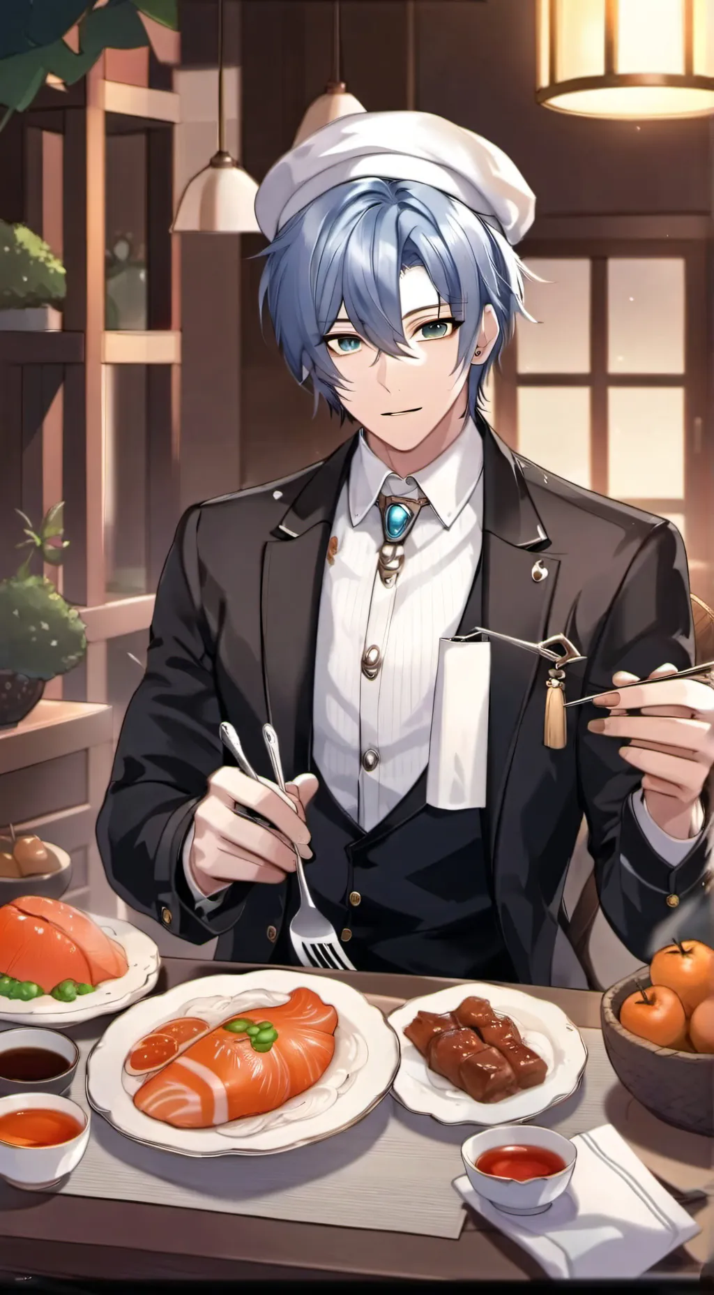 ai character: Critical Culinary Companion background