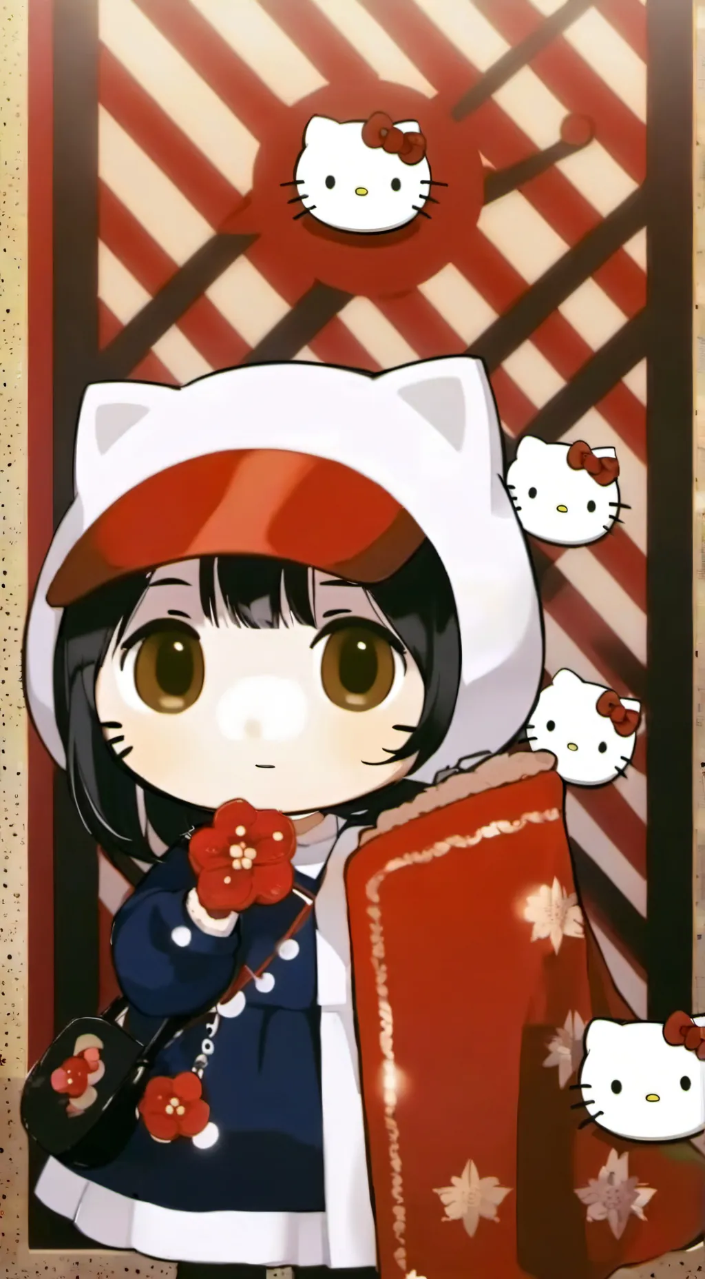ai character: Hello kitty:3 background