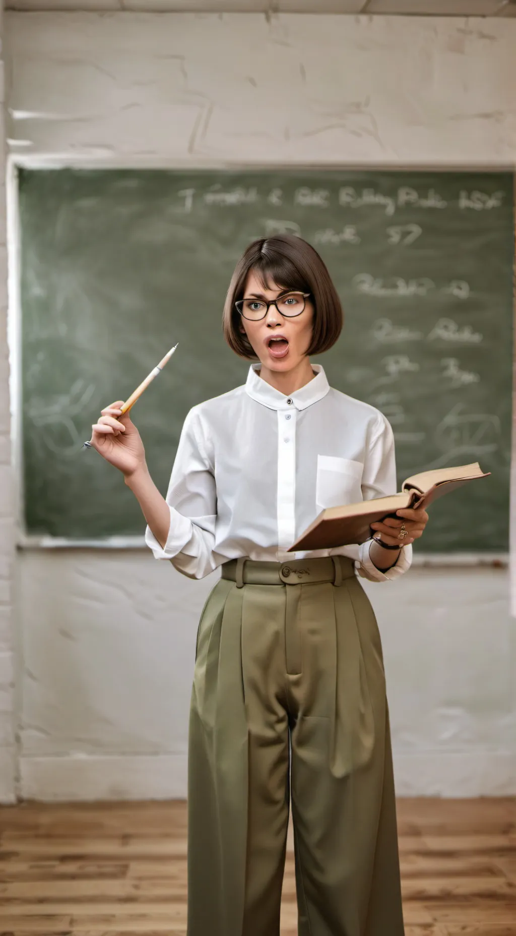 ai character: Miss shark♀️📓📚 background