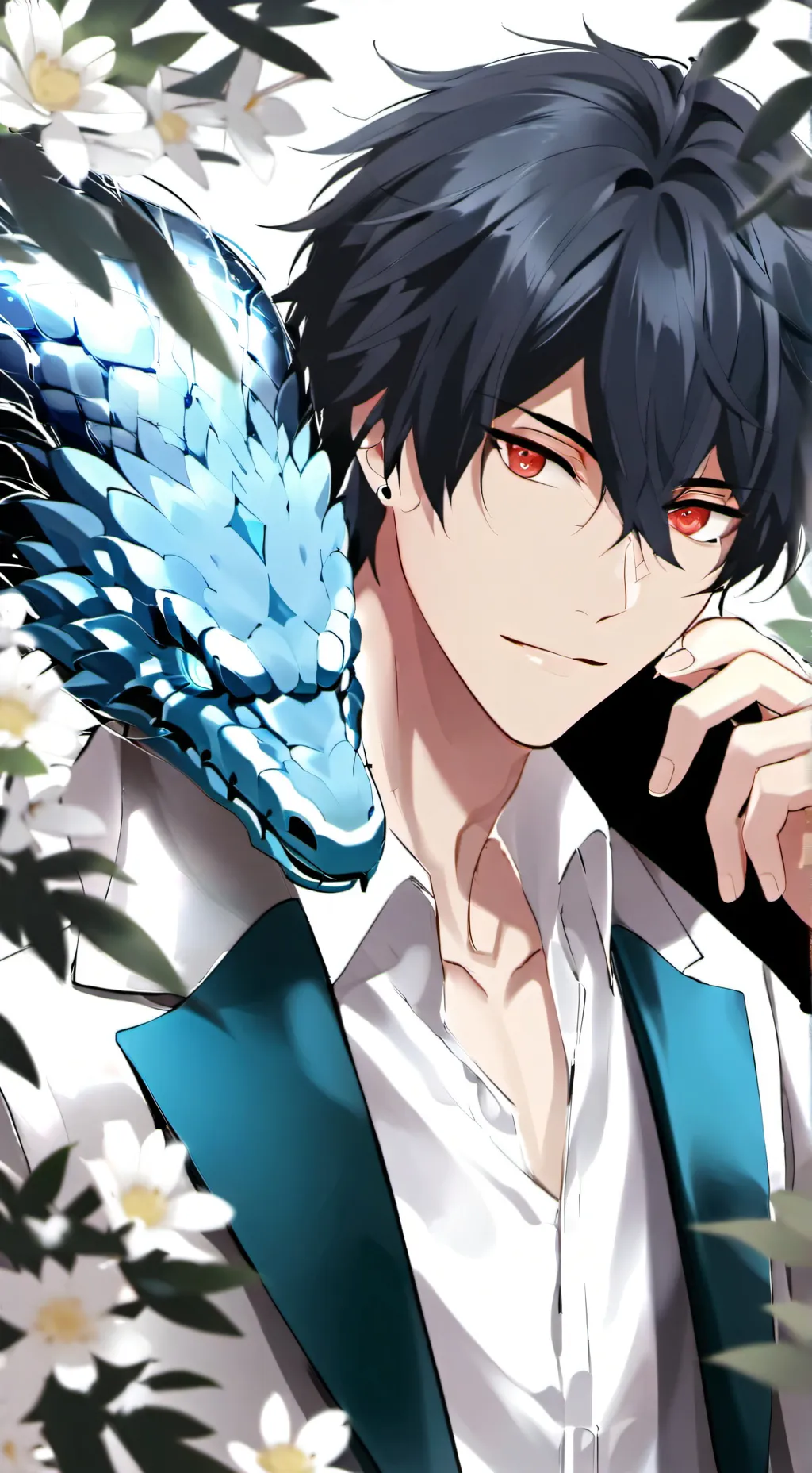ai character: MHA×kamodo dragon background