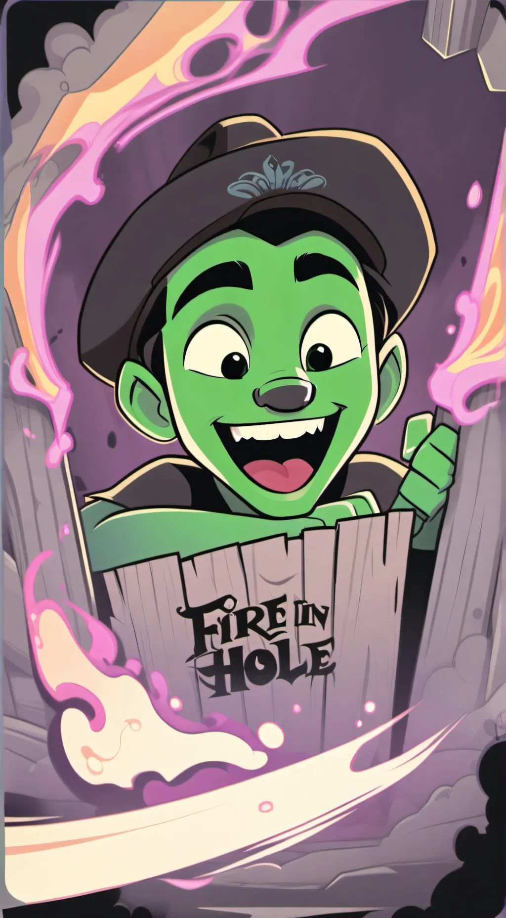 ai character: FIRE IN THE HOLE background