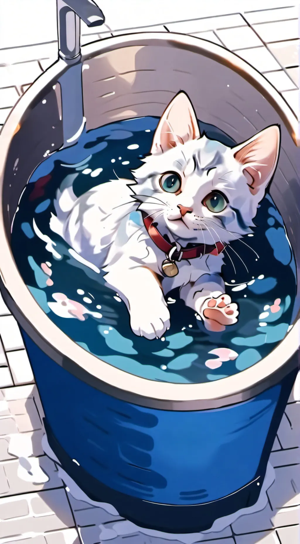 ai character: Kitten water background