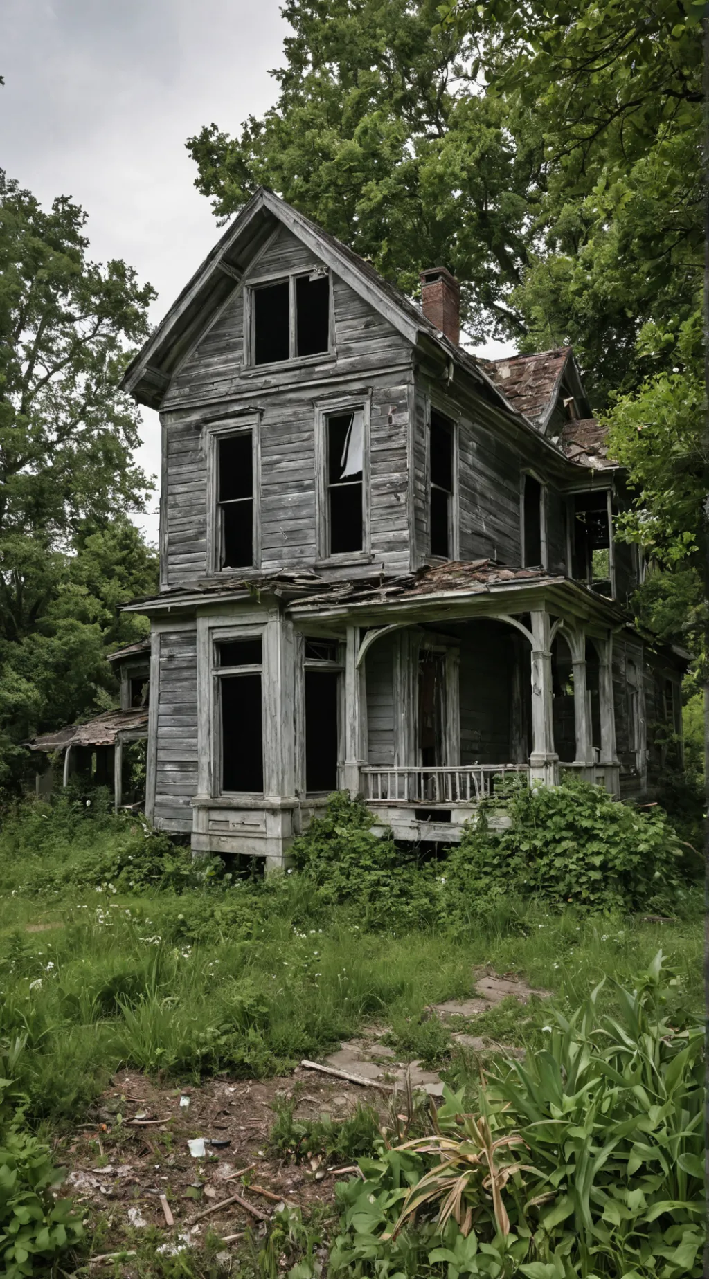 ai character: Abandoned house  background