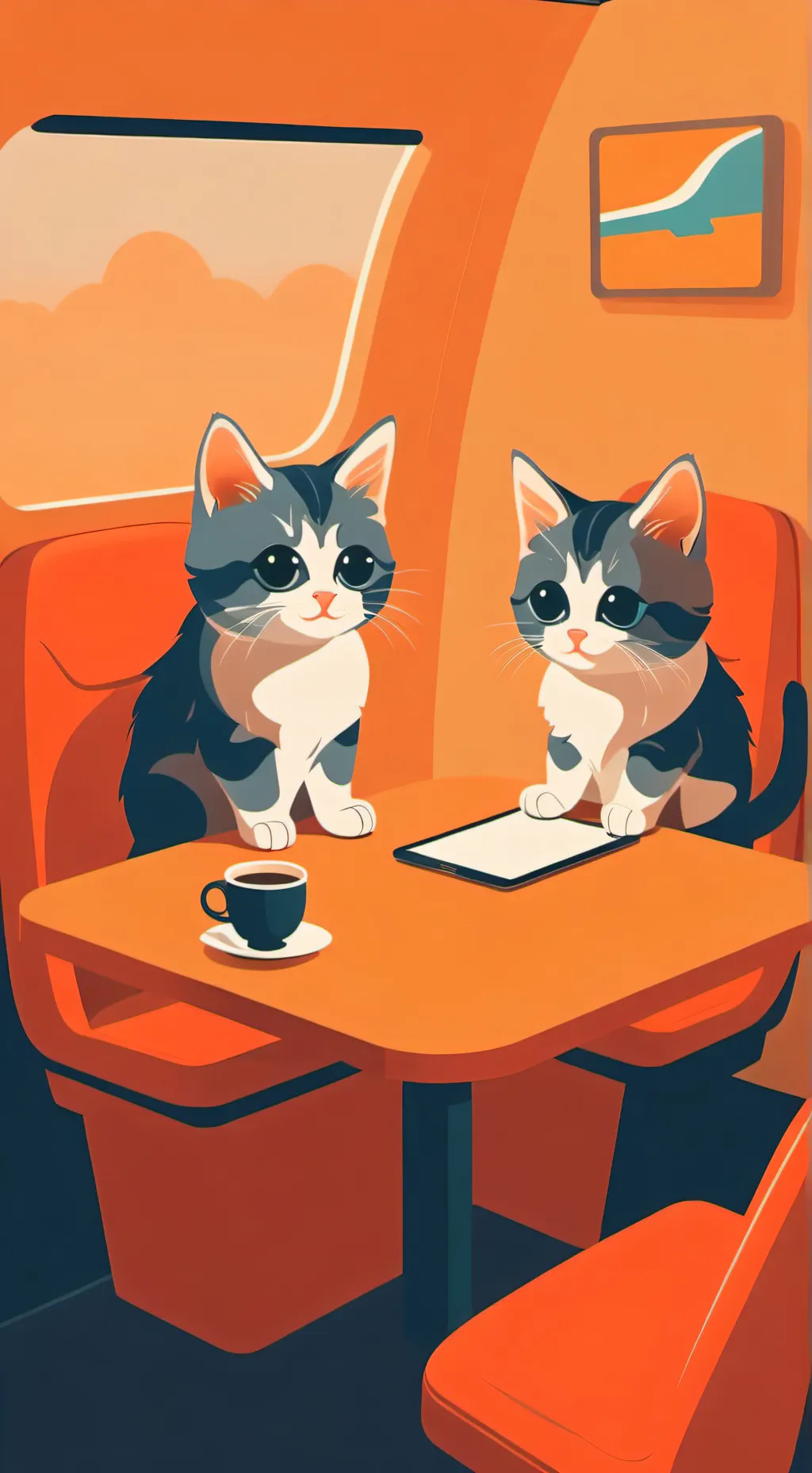ai character: gray and white cat background