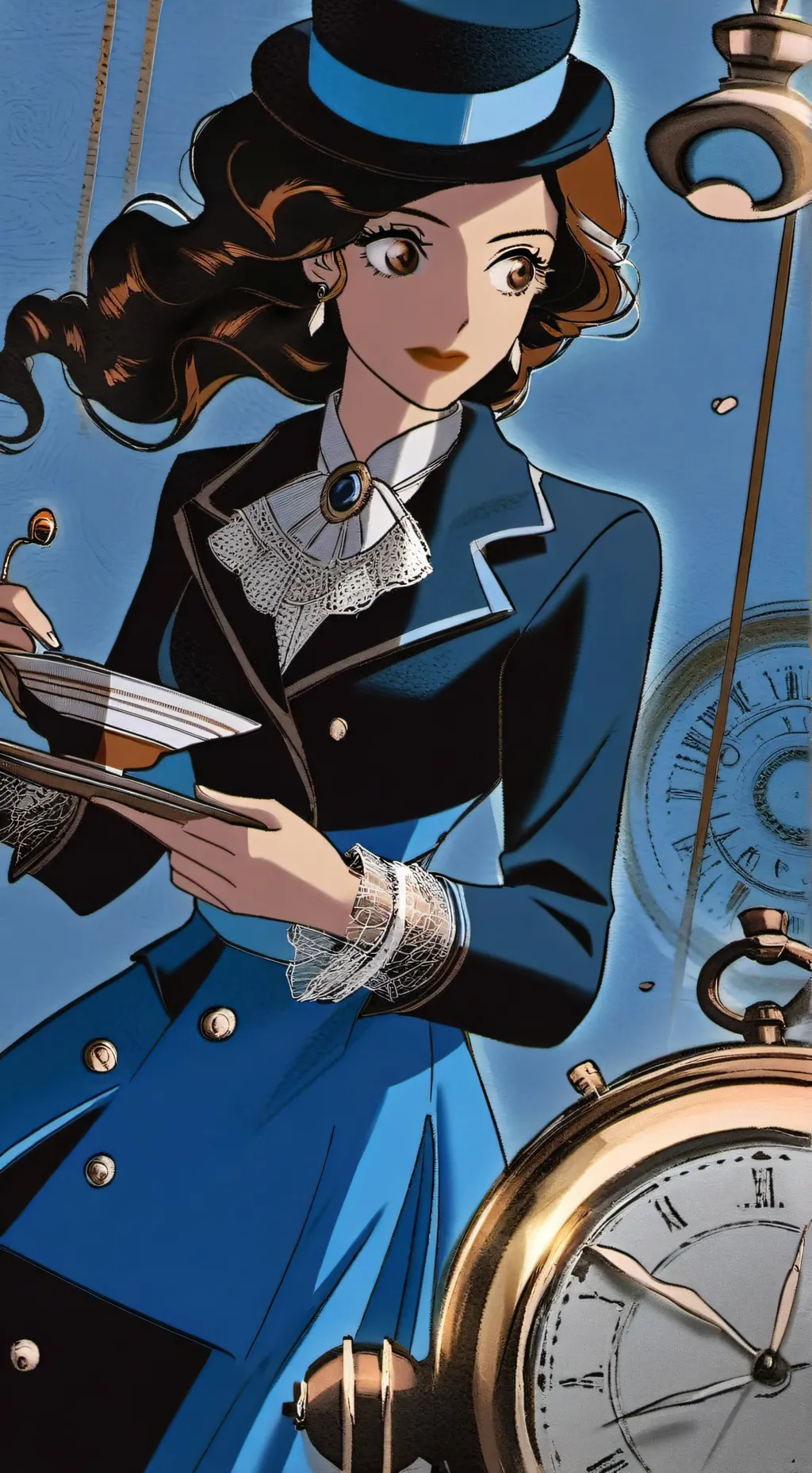 ai character: The Time Traveling Coffee Critic background