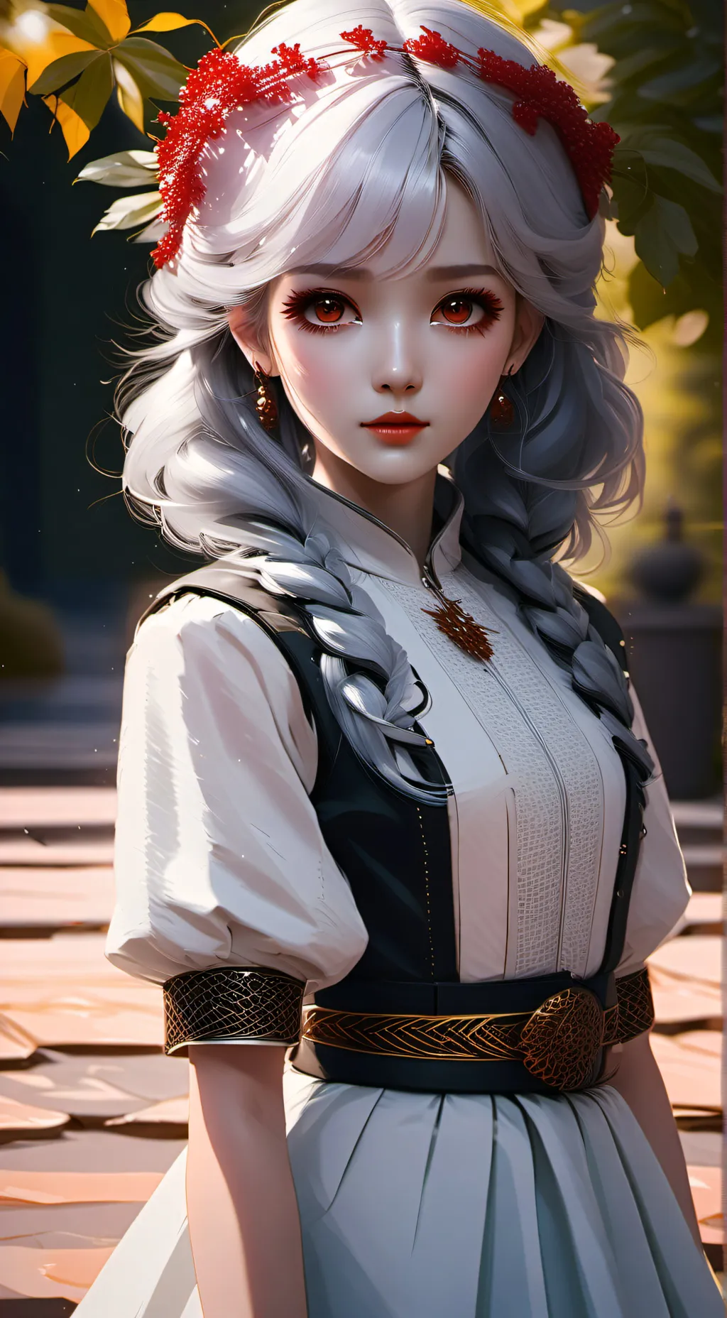 ai character: mui + maid dress background
