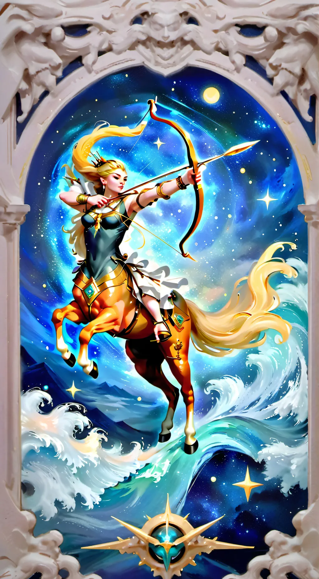 ai character: Sagittarius  background