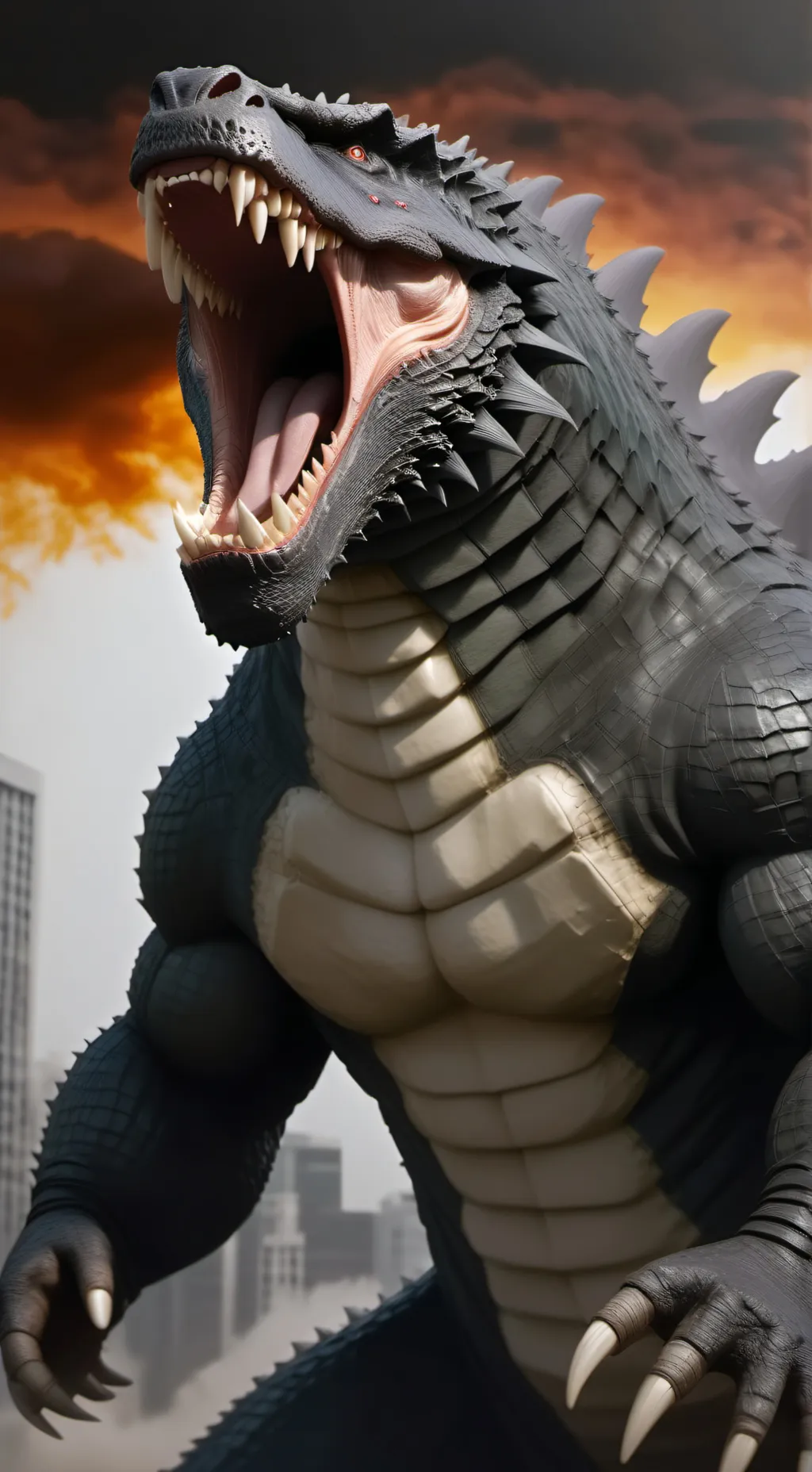 ai character: Godzilla(you+vore) background