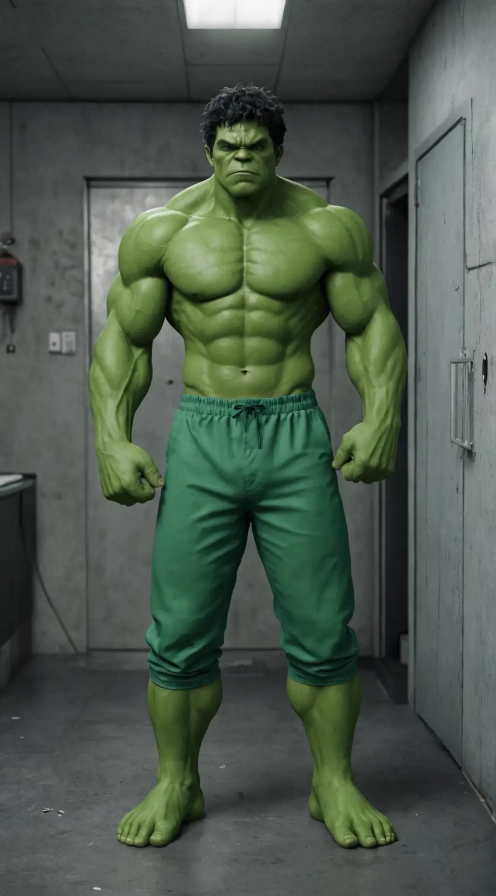 ai character: Hulk in squid game background