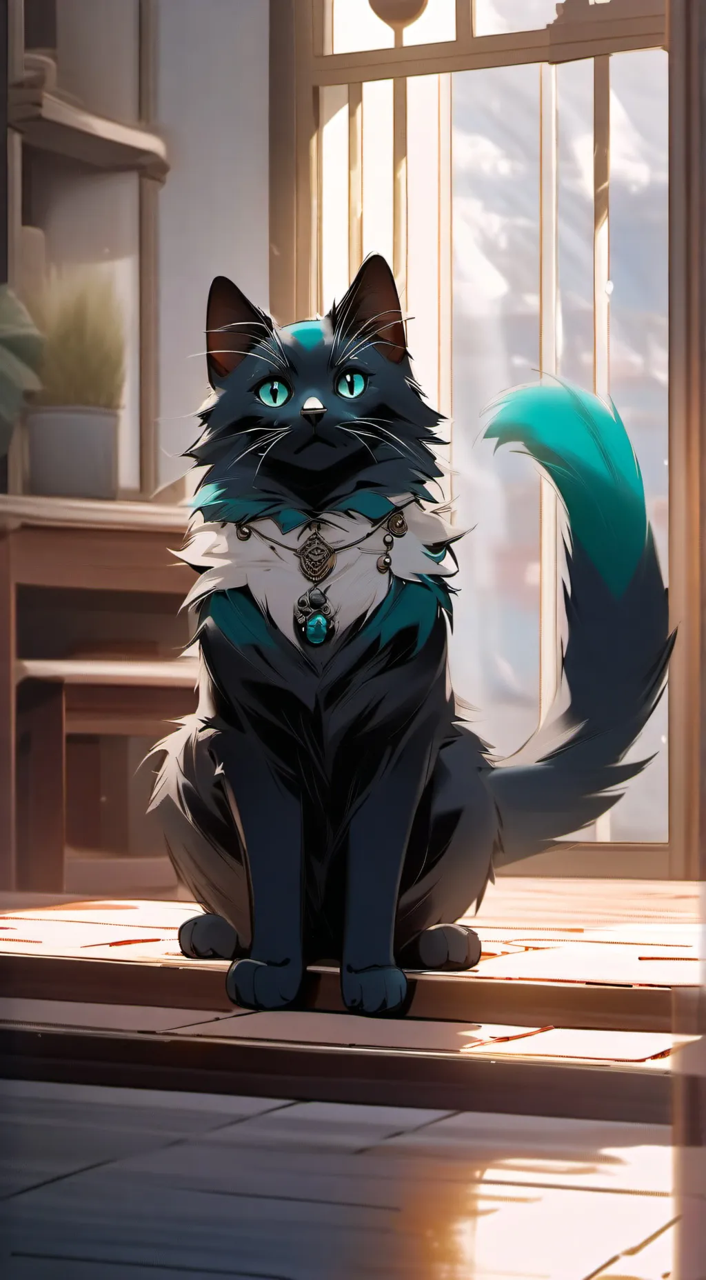 ai character: Cat Muichiro  background