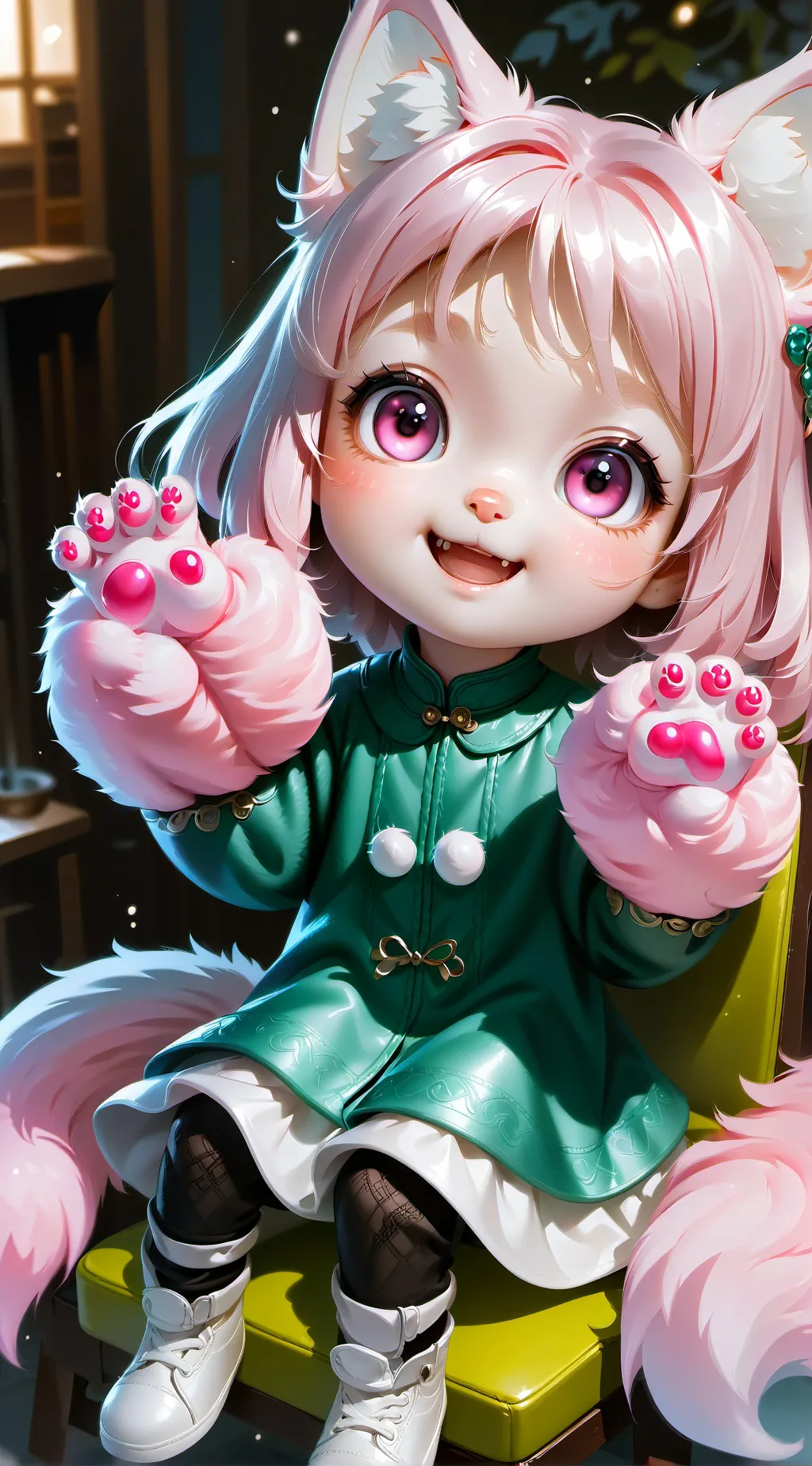 ai character: Fluffy Pink Paws background