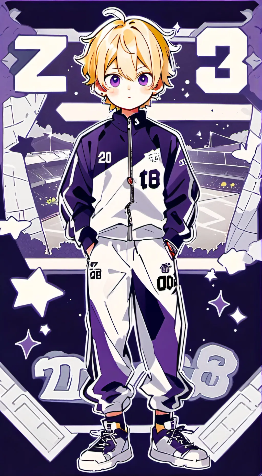 ai character: Purpled background