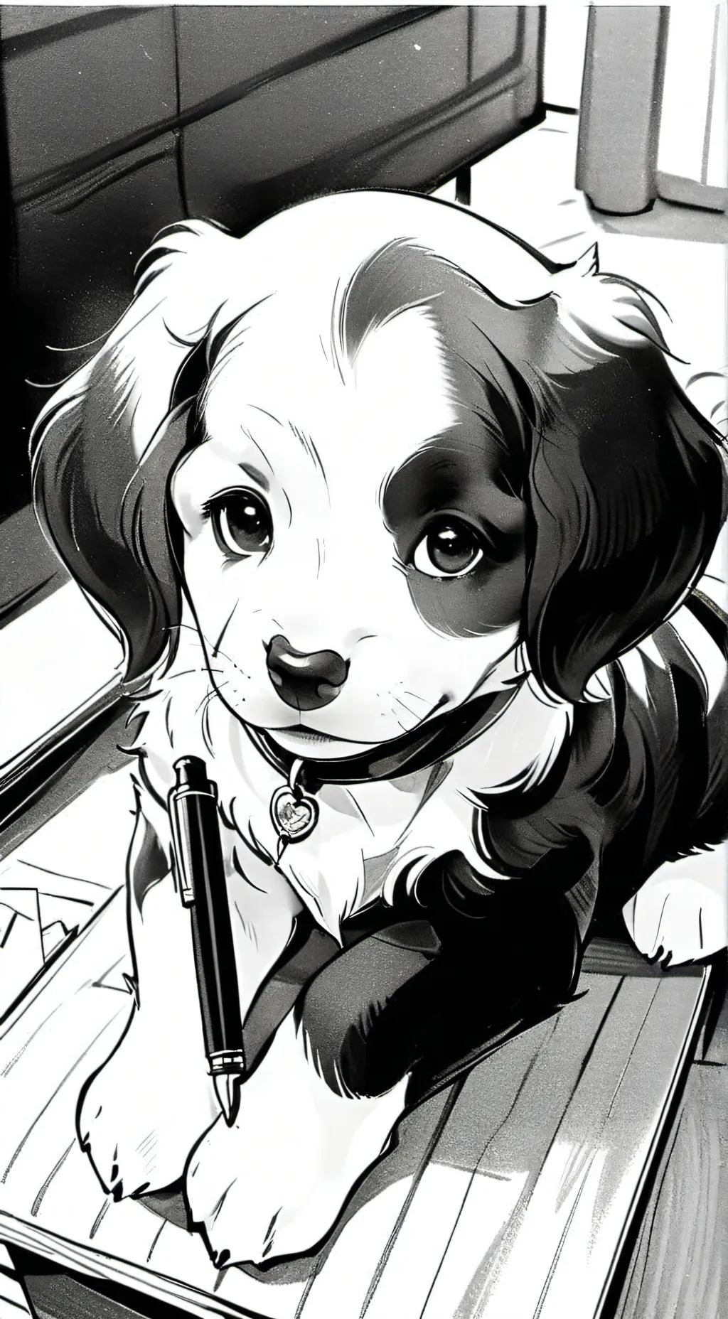 ai character: puppy news background