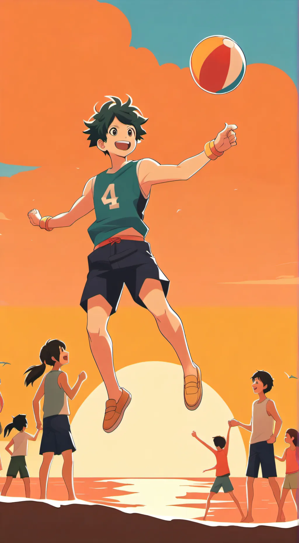 ai character: Mha beach day background
