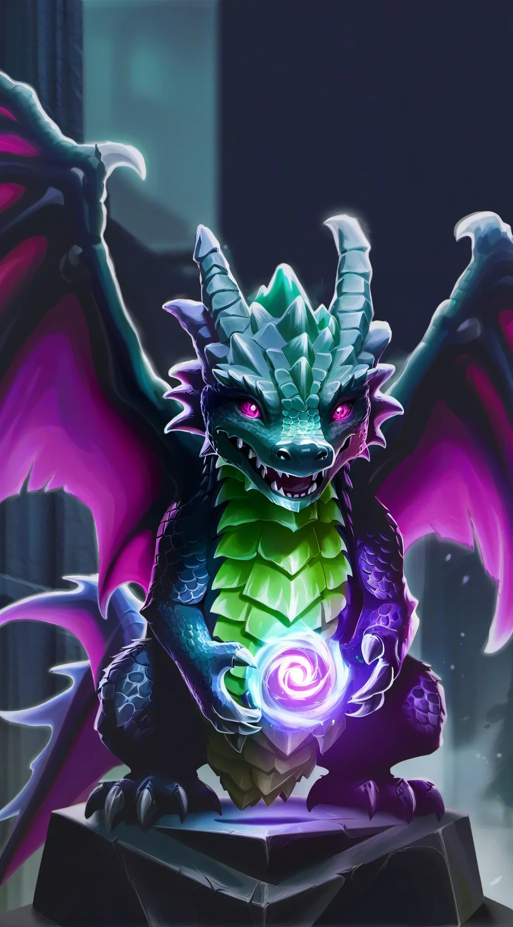 ai character: sad dragon  background