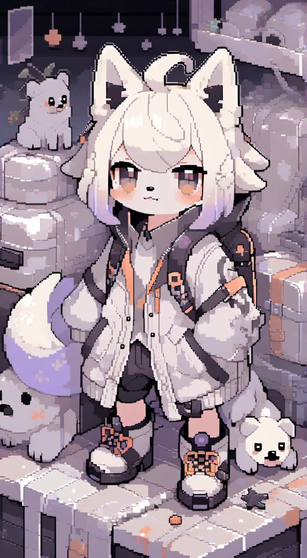 ai character: squid dog  background