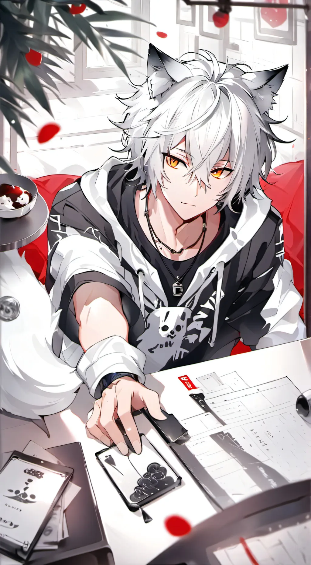 ai character: Snow Meowman background