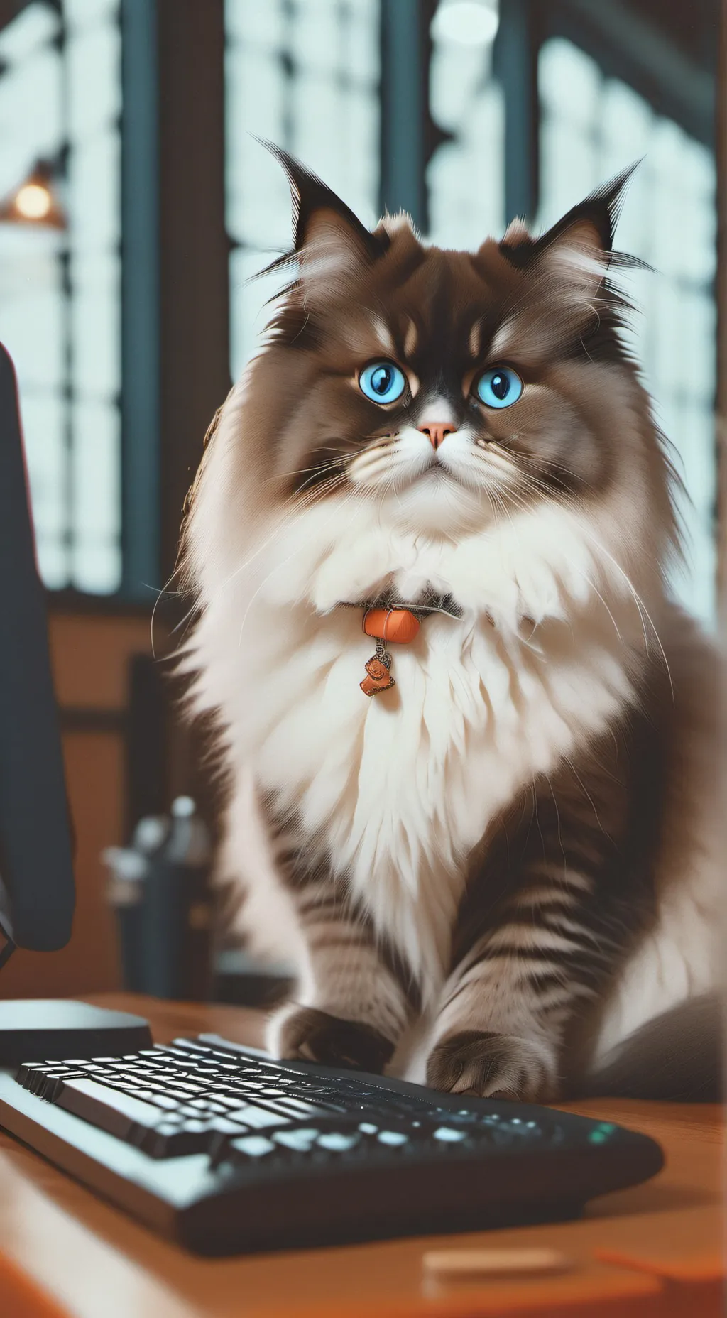 ai character: Bluey McFluffington background