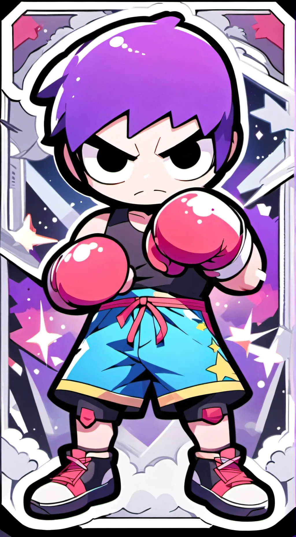 ai character: MEEPLE💜🥊 background