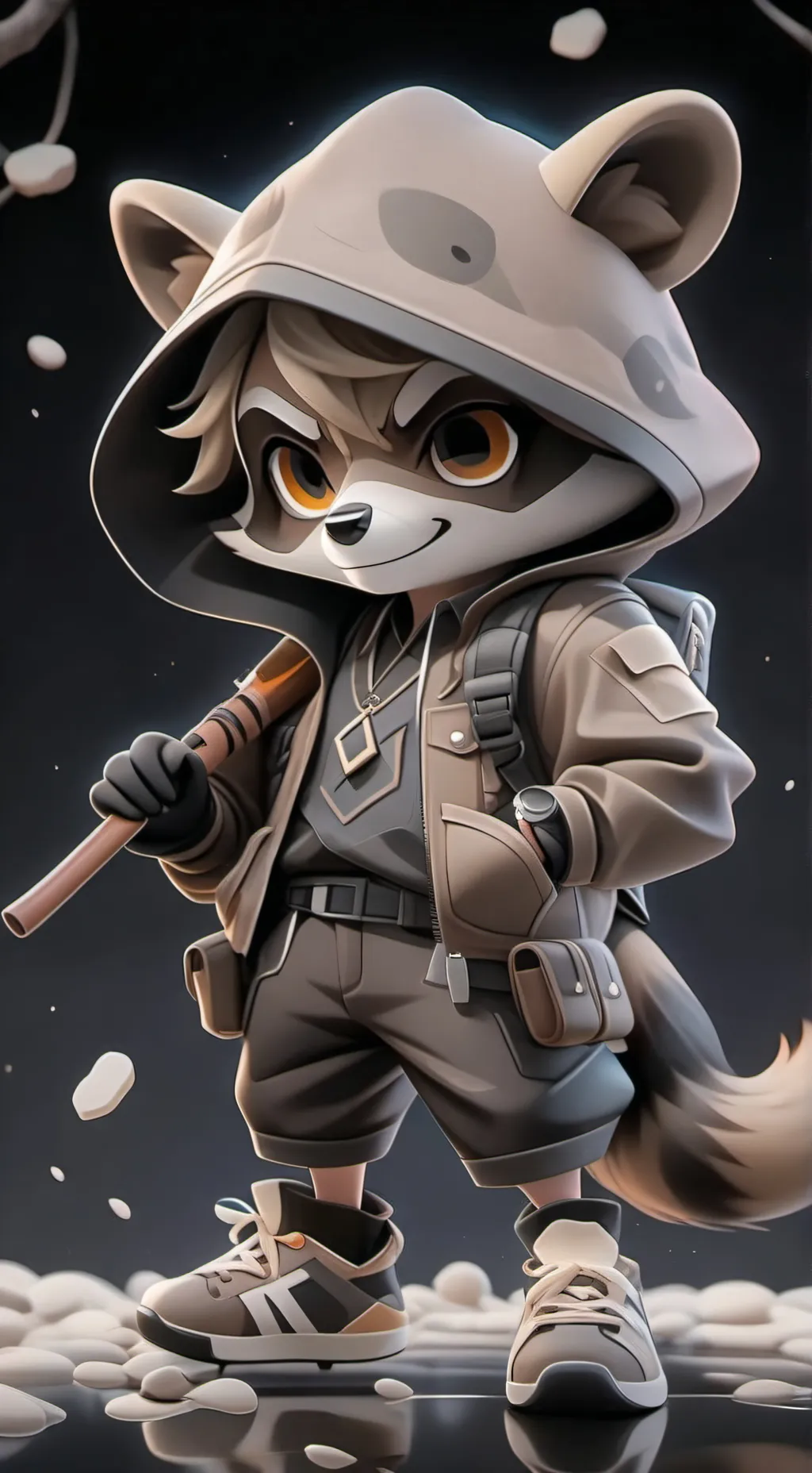 ai character: Roy Raccoon  background