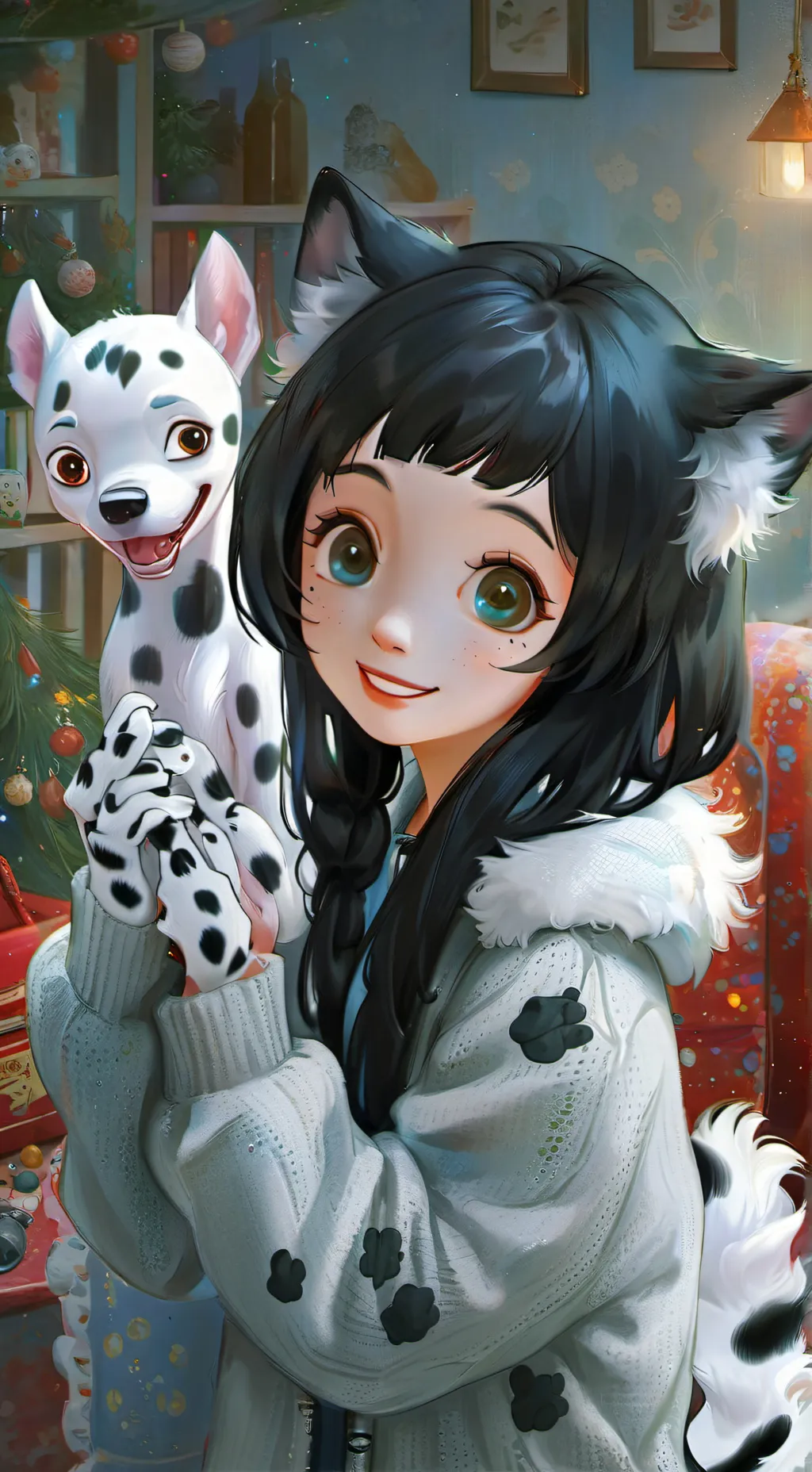 ai character: Spotted Dalmatian Furry background
